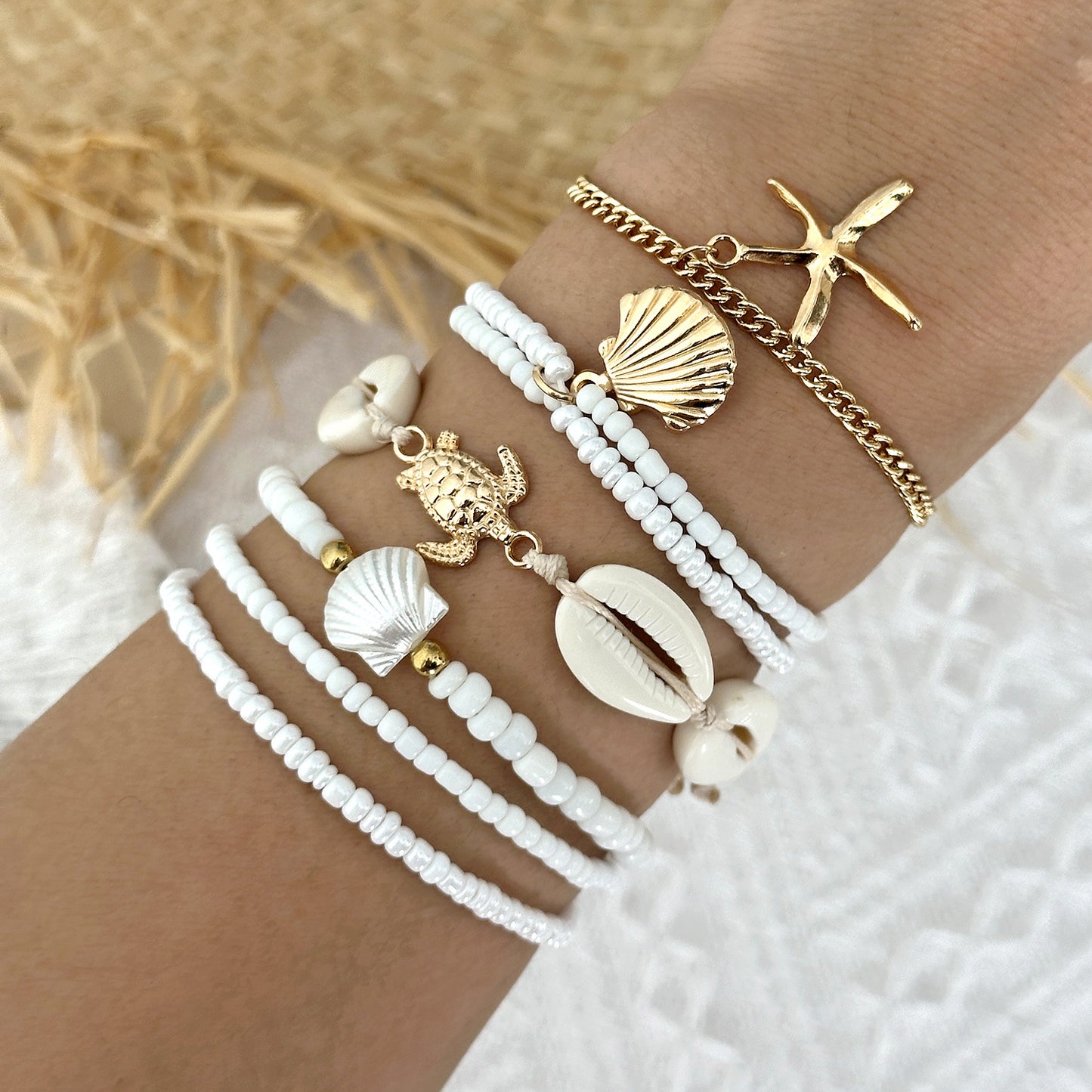 Starfish Shell Bracelet Set