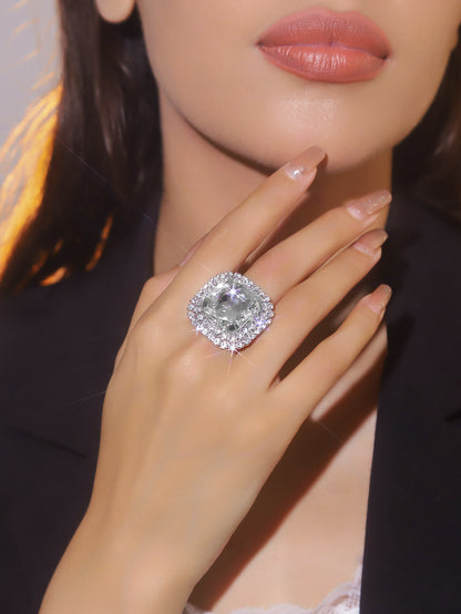 町卡高端华丽闪亮水晶蝴蝶形戒指女 小众设计水钻戒指指环