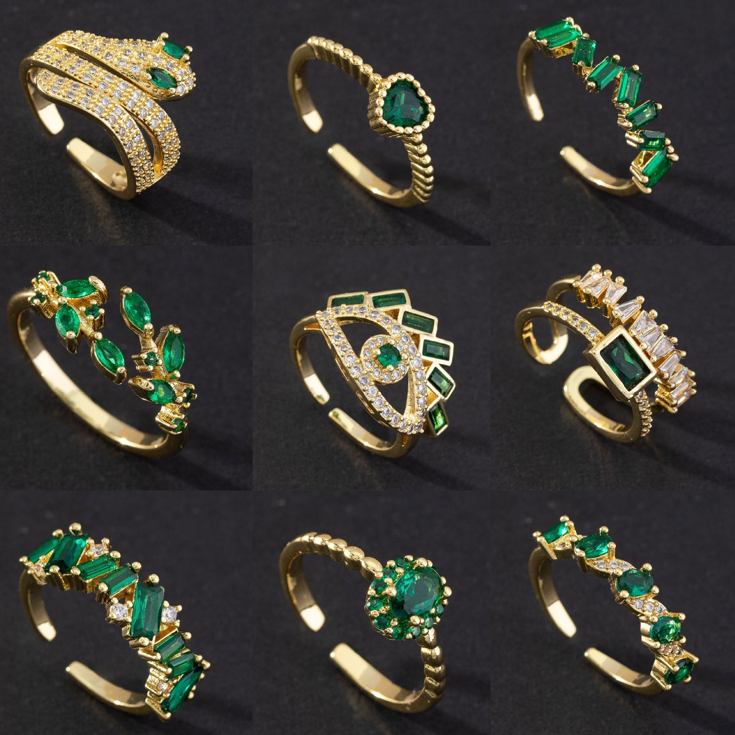 Green CZ Vintage Ring