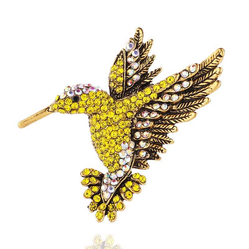 Hummingbird Crystal Brooch
