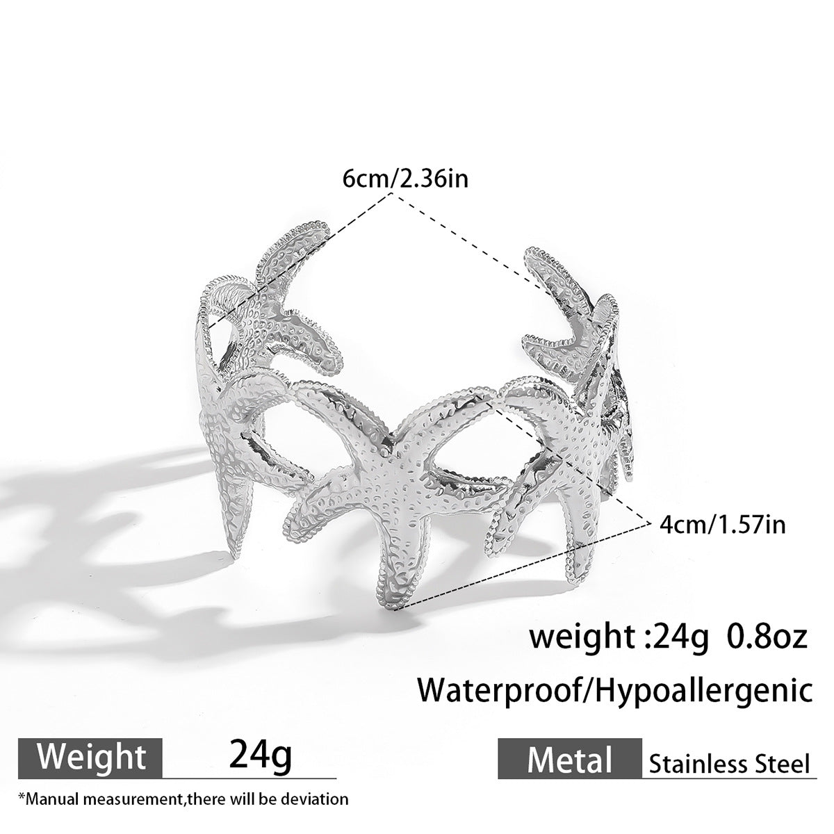 麦芽欧美不锈钢海洋风手镯海星海螺珊瑚花朵手环天然石镯子手饰品