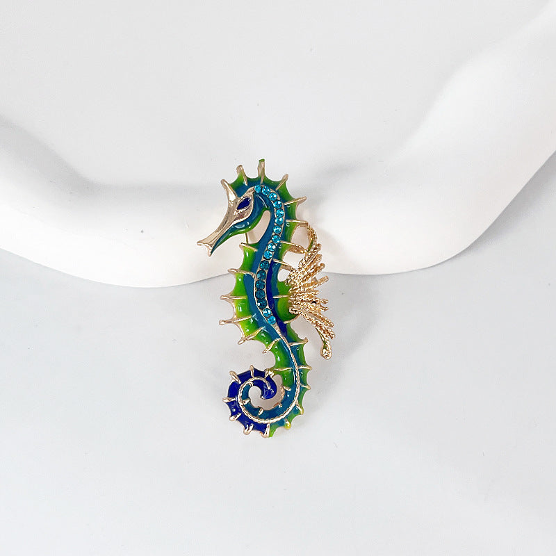 Enamel Seahorse Brooch