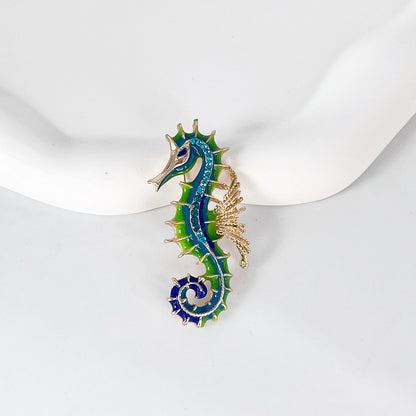 Enamel Seahorse Brooch