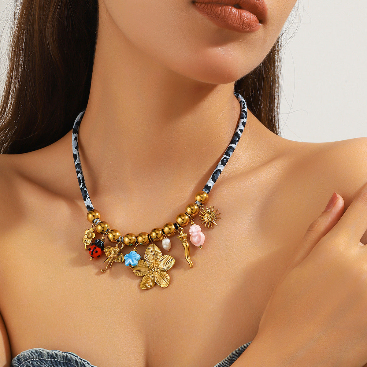 麦芽欧美钛钢贝壳海螺海星项链轻奢高级感沙滩度假风锁骨链不锈钢