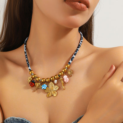 麦芽欧美钛钢贝壳海螺海星项链轻奢高级感沙滩度假风锁骨链不锈钢