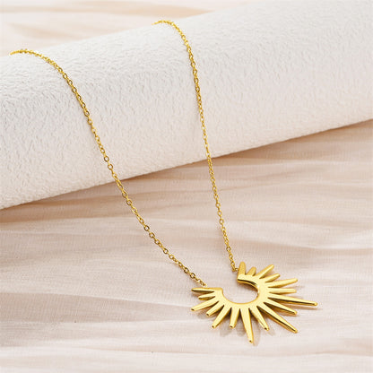 Titanium Steel Sunflower Pendant Necklace