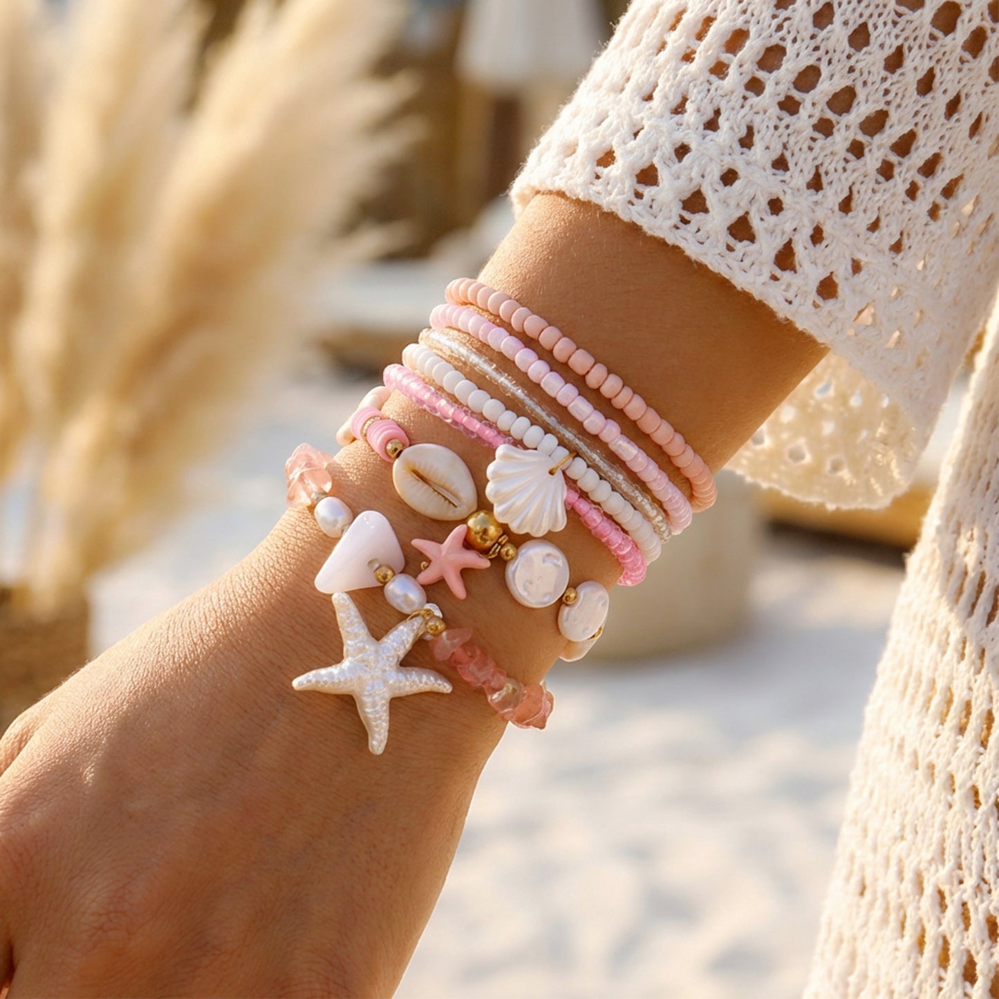 Starfish Shell Bracelet Set