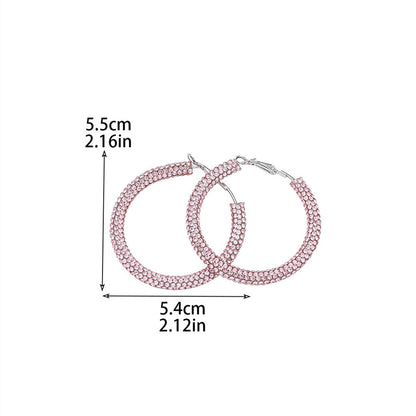 外贸热销 欧美夸张镶钻双排大圈街舞hiphop耳环耳圈 新娘耳饰批发