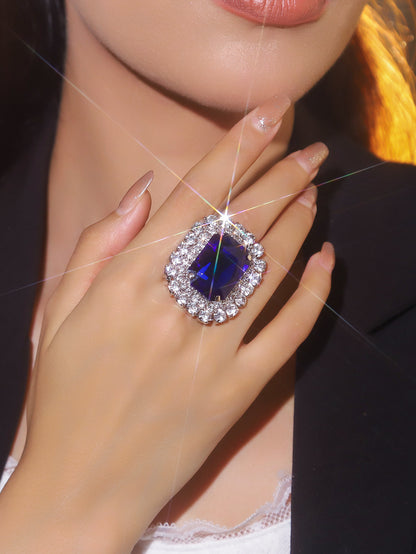 町卡高端华丽闪亮水晶蝴蝶形戒指女 小众设计水钻戒指指环