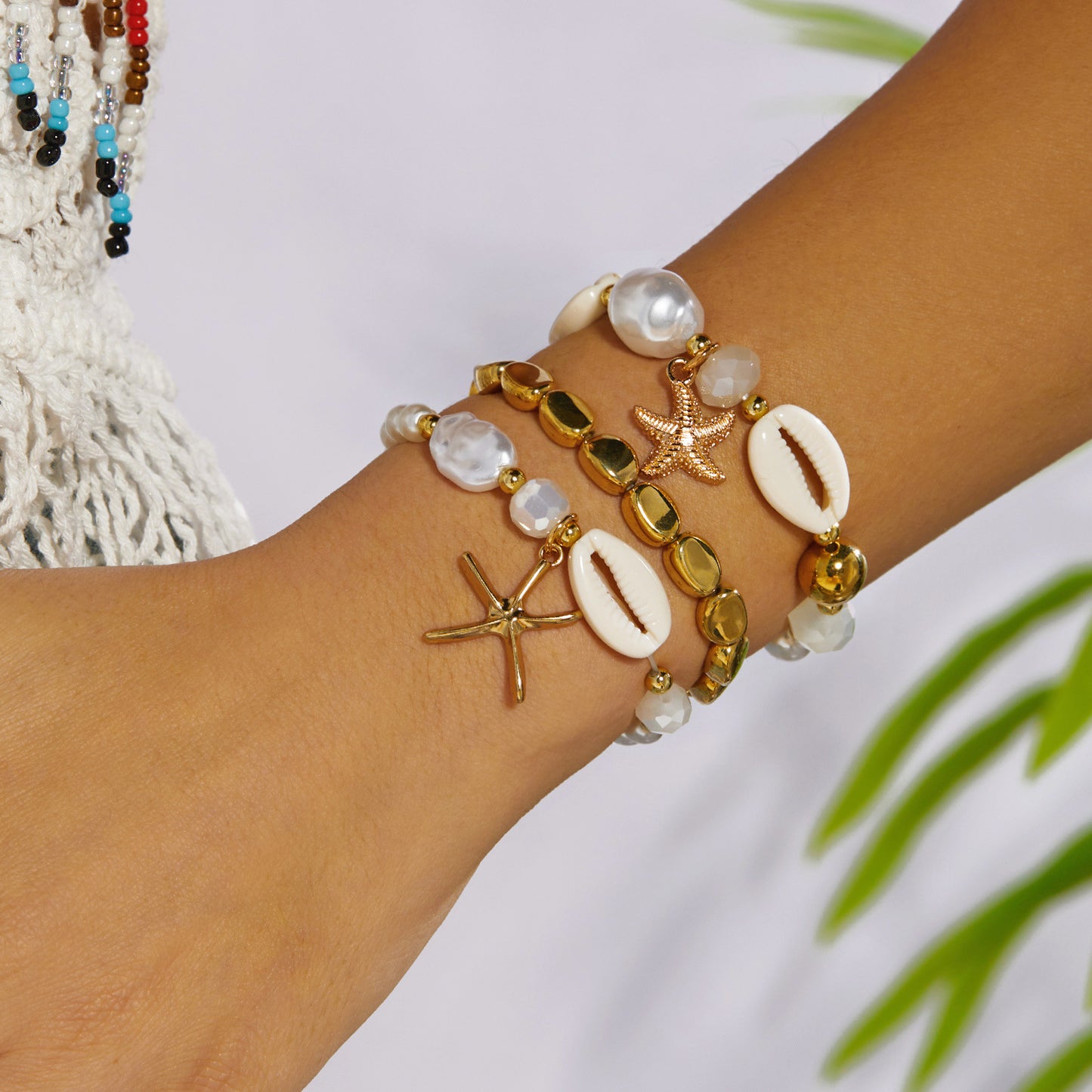 Starfish Shell Bracelet Set