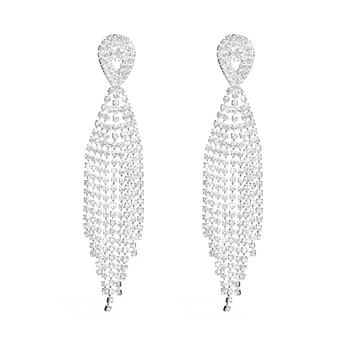 亚马逊爆款  时尚长款流苏耳环女 水钻耳环镶钻耳钉耳饰 全铜材质