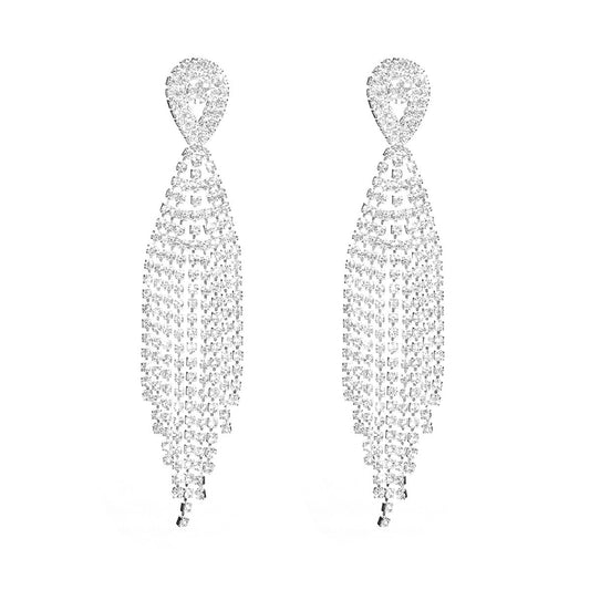 Rhinestone Tassel Stud Earrings