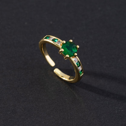 Green CZ Vintage Ring