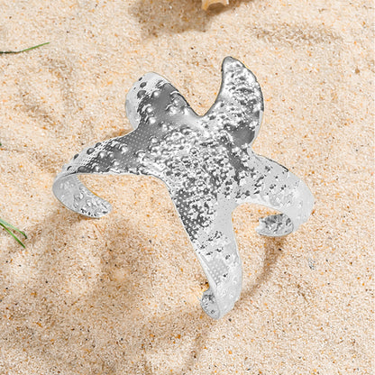 麦芽欧美不锈钢海洋风手镯海星海螺珊瑚花朵手环天然石镯子手饰品