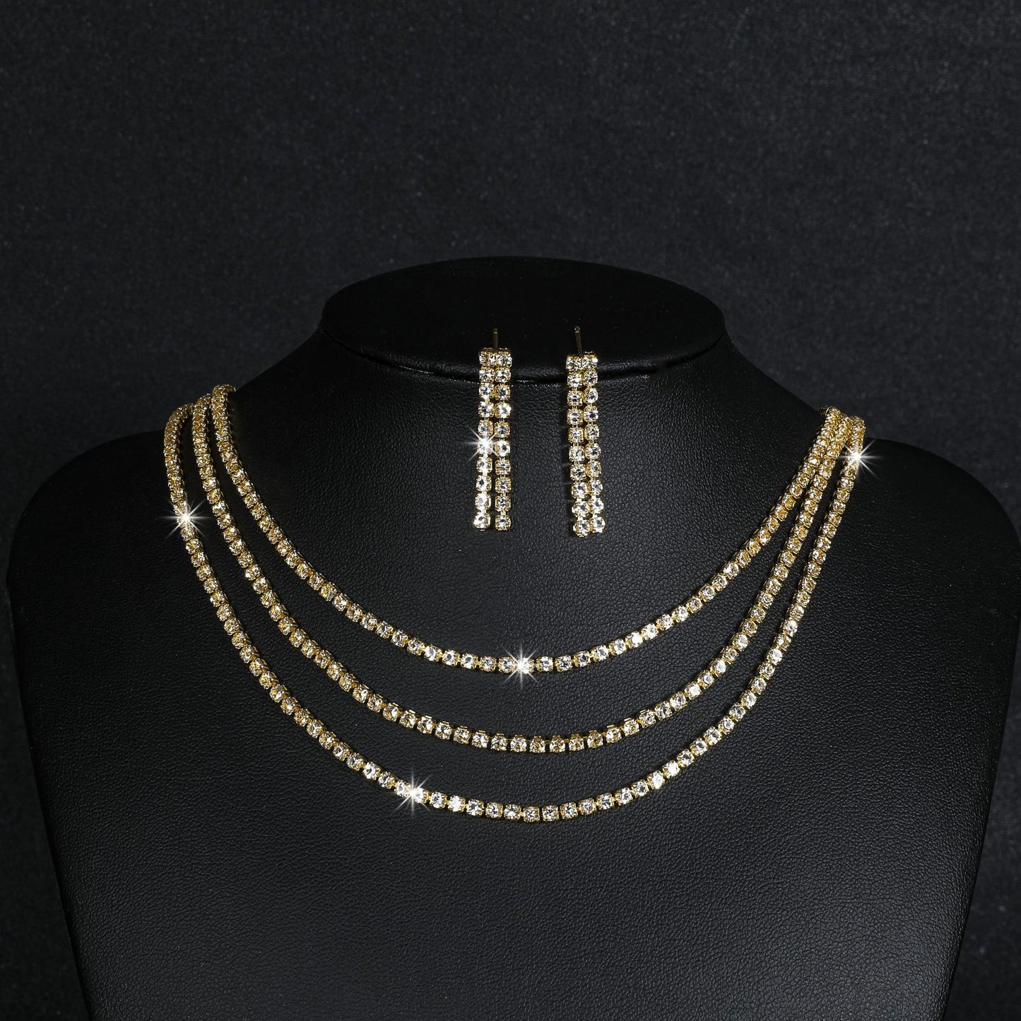 亚马逊爆款热卖水钻项链耳环两件套 婚宴礼服配饰 珠宝首饰套装
