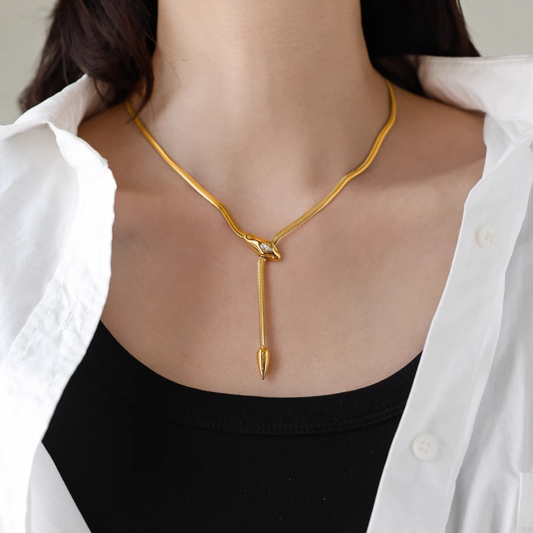 Vintage Serpent-Design Zircon Necklace