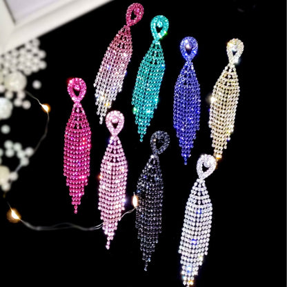 亚马逊爆款  时尚长款流苏耳环女 水钻耳环镶钻耳钉耳饰 全铜材质