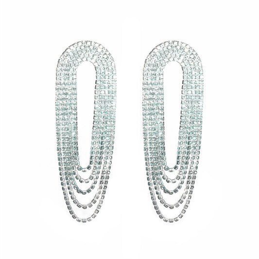 Colorful Rhinestone Tassel Drop Earrings