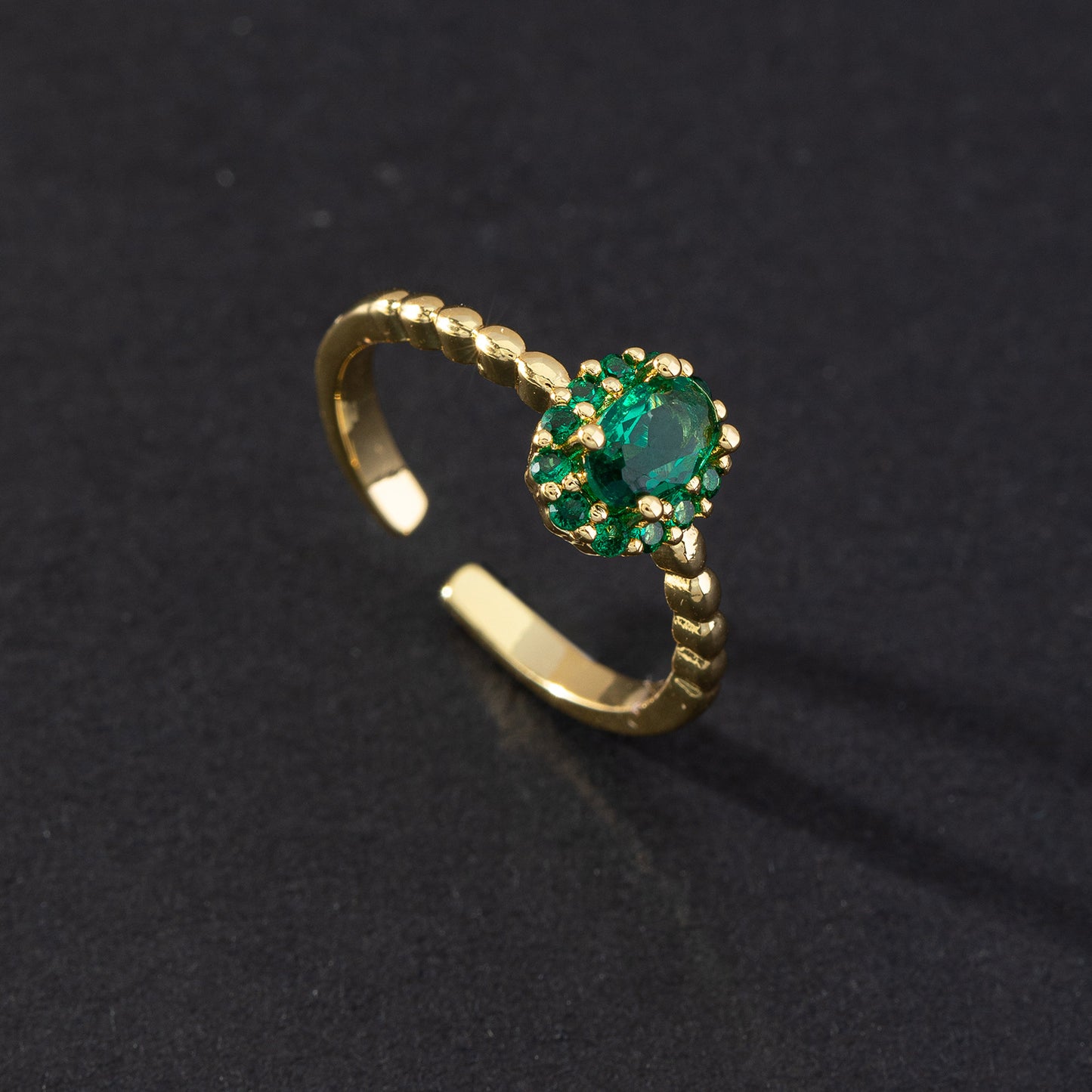 Green CZ Vintage Ring