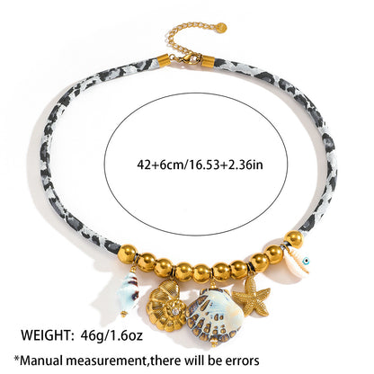 麦芽欧美钛钢贝壳海螺海星项链轻奢高级感沙滩度假风锁骨链不锈钢