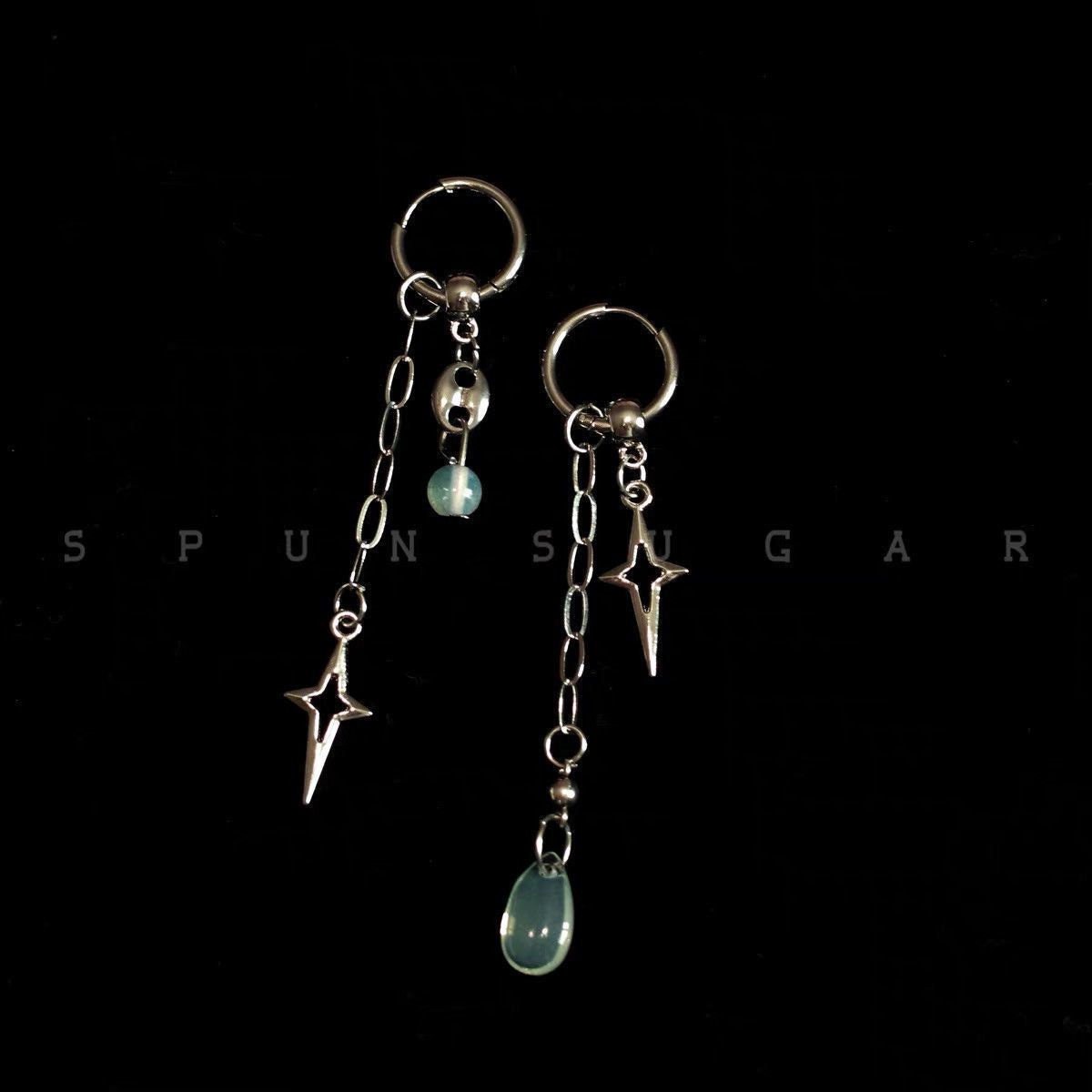 Titanium Steel Cross Teardrop Earrings