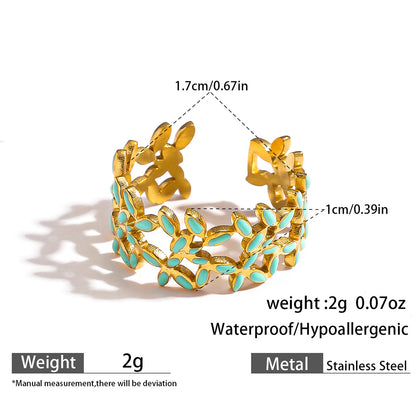 麦芽饰品滴油花瓣叶子戒指开口设计可调节指环食指戒清新甜美手饰