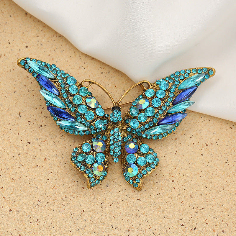 Alloy Butterfly Crystal Brooch