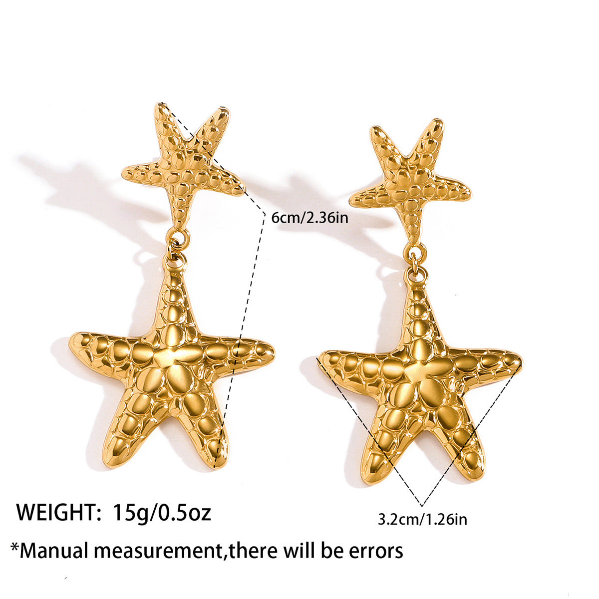 麦芽欧美跨境不锈钢海星星星耳钉女海洋风耳环个性时尚设计感耳饰