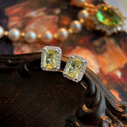 Green CZ Vintage Stud Earrings