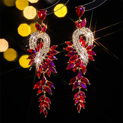 町卡 显脸小高级感彩色玻璃水钻耳环女 个性夸张耳钉耳饰earrings