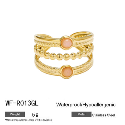 麦芽不锈钢18k金不掉色戒指绿松石开口食指戒指环 小众高级感手饰