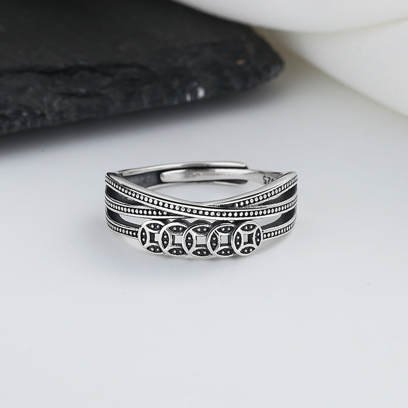 S925 Chinese Coin Ring