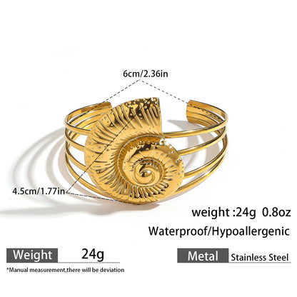 麦芽欧美不锈钢海洋风手镯海星海螺珊瑚花朵手环天然石镯子手饰品