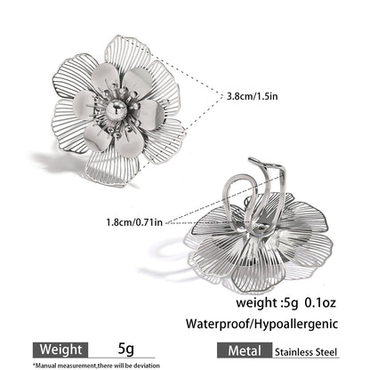 麦芽不锈钢不掉色花朵戒指女立体感开口设计指环夸张欧美跨境手饰
