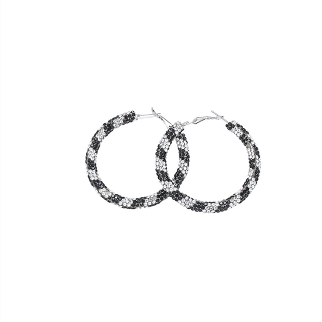 外贸热销 欧美夸张镶钻双排大圈街舞hiphop耳环耳圈 新娘耳饰批发