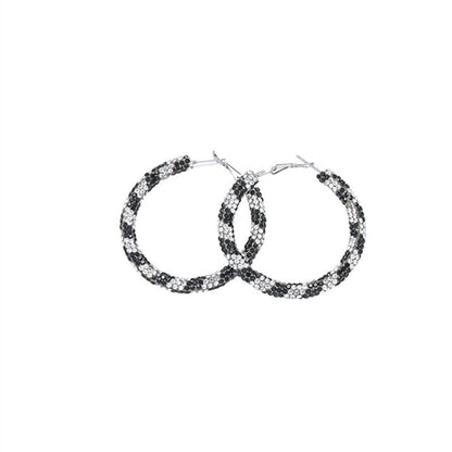 外贸热销 欧美夸张镶钻双排大圈街舞hiphop耳环耳圈 新娘耳饰批发