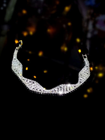 欧美跨境爆品 高级感超闪满钻手链女 小众设计气质锆石手饰品批发