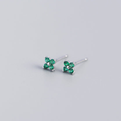S925 Four-Leaf Flower Stud Earrings