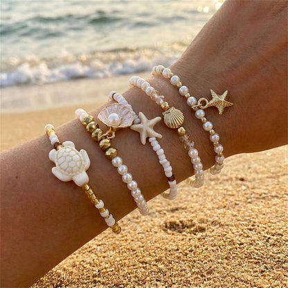 Starfish Shell Bracelet Set