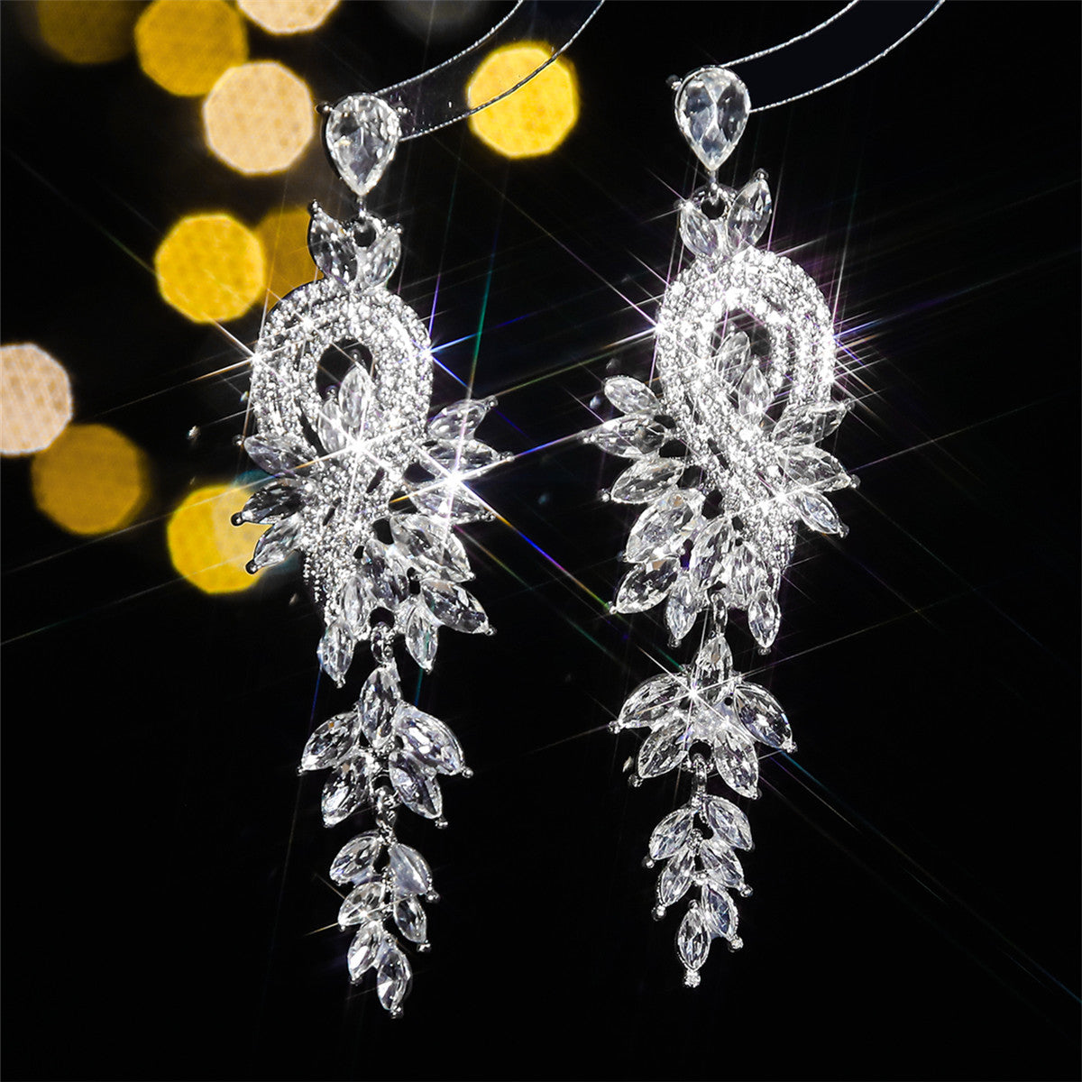 町卡 显脸小高级感彩色玻璃水钻耳环女 个性夸张耳钉耳饰earrings