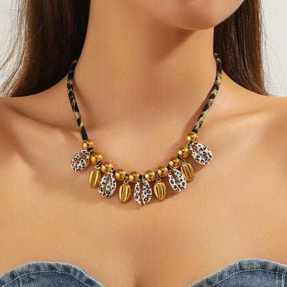 麦芽欧美钛钢贝壳海螺海星项链轻奢高级感沙滩度假风锁骨链不锈钢