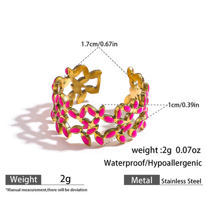 麦芽饰品滴油花瓣叶子戒指开口设计可调节指环食指戒清新甜美手饰