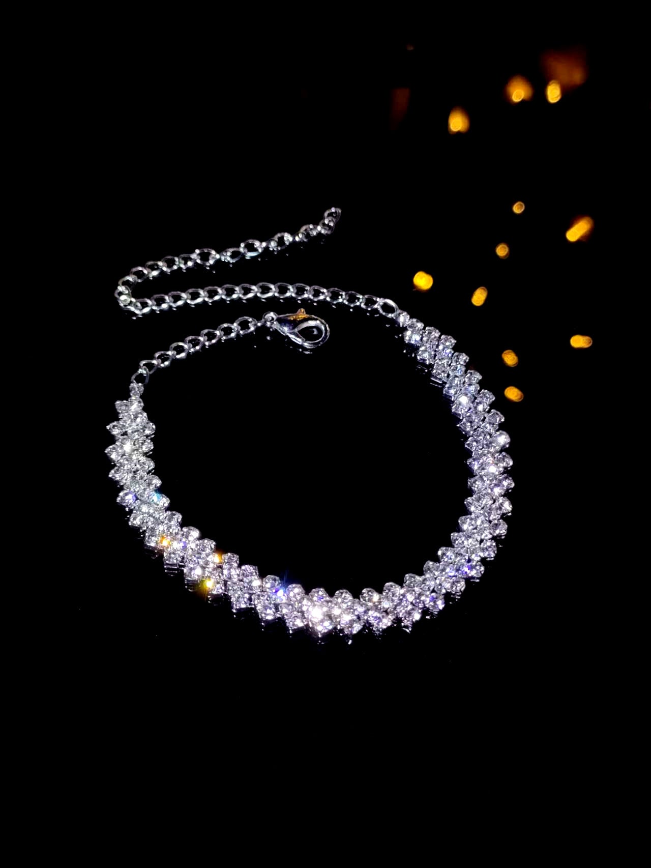 欧美跨境爆品 高级感超闪满钻手链女 小众设计气质锆石手饰品批发