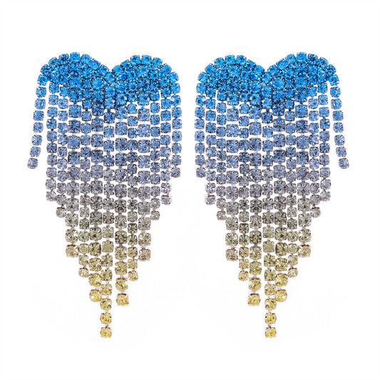 Colorful Rhinestone Heart Stud Earrings