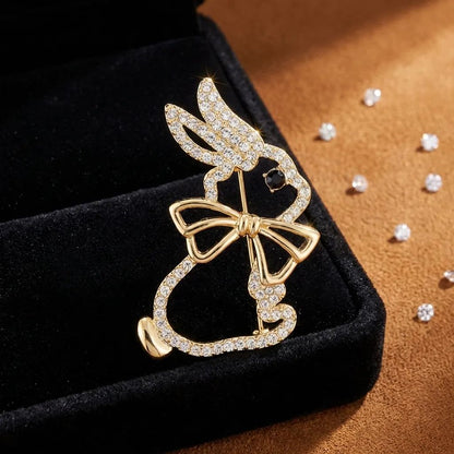 Hand-painted Enamel Sparkling Zircon Vintage Animal Brooch, Pink Flower, Creative & Fashionable Brooch