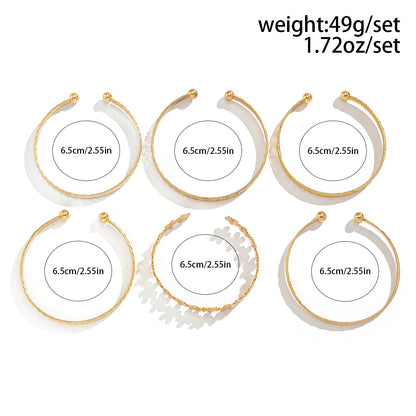 Sweet & Cool Carved Pattern Flower Bracelet, Fashionable Metal Texture Stackable Bangle