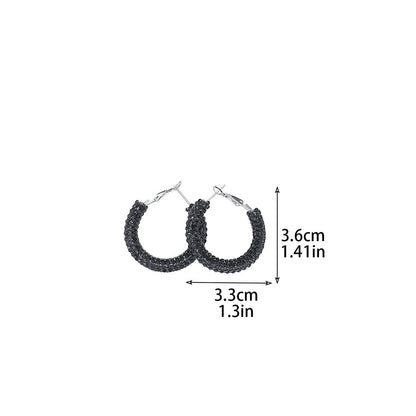 外贸热销 欧美夸张镶钻双排大圈街舞hiphop耳环耳圈 新娘耳饰批发