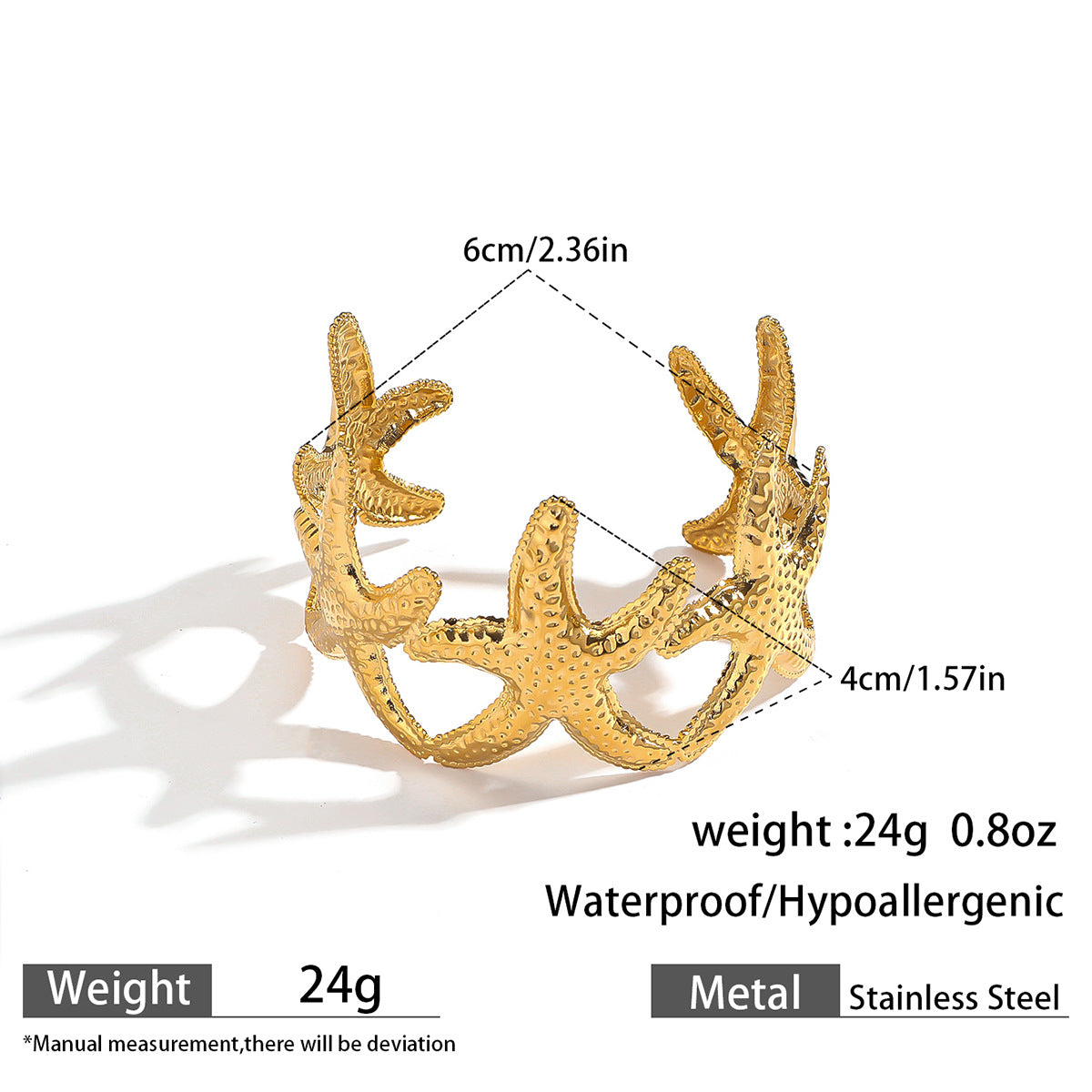 麦芽欧美不锈钢海洋风手镯海星海螺珊瑚花朵手环天然石镯子手饰品