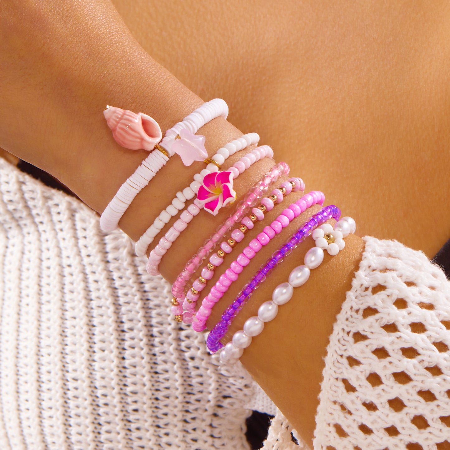 Starfish Shell Bracelet Set