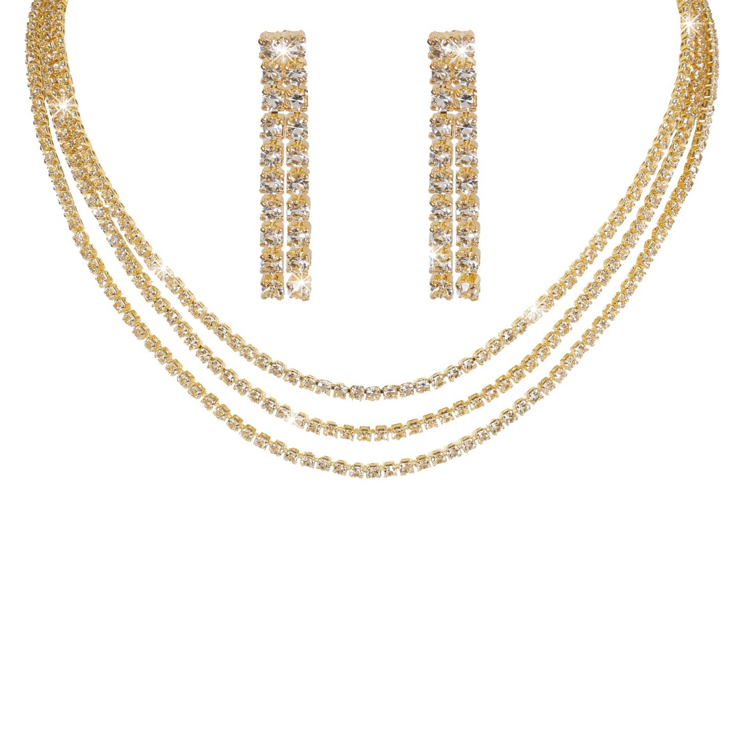 亚马逊爆款热卖水钻项链耳环两件套 婚宴礼服配饰 珠宝首饰套装